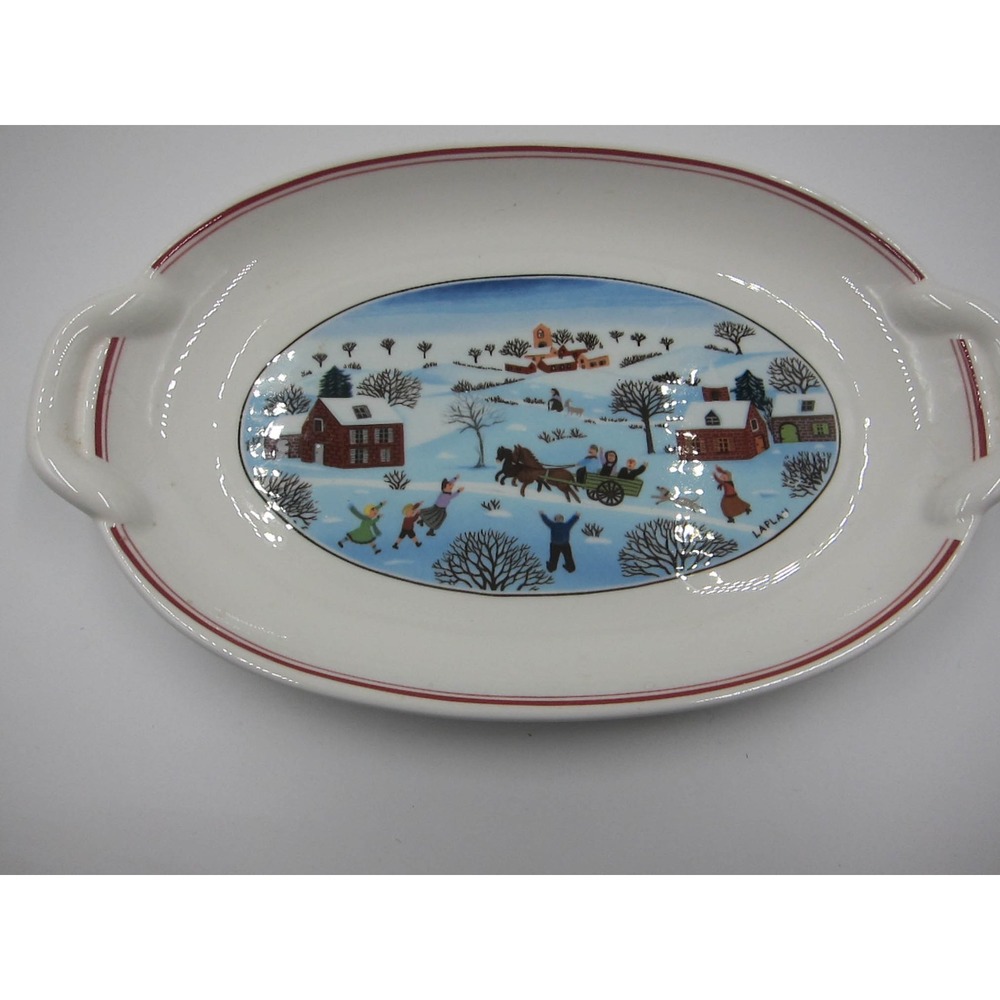 GORGEOUS Villeroy & Boch Luxembourg Naif Christmas 10-Inch Handled Platter Tray